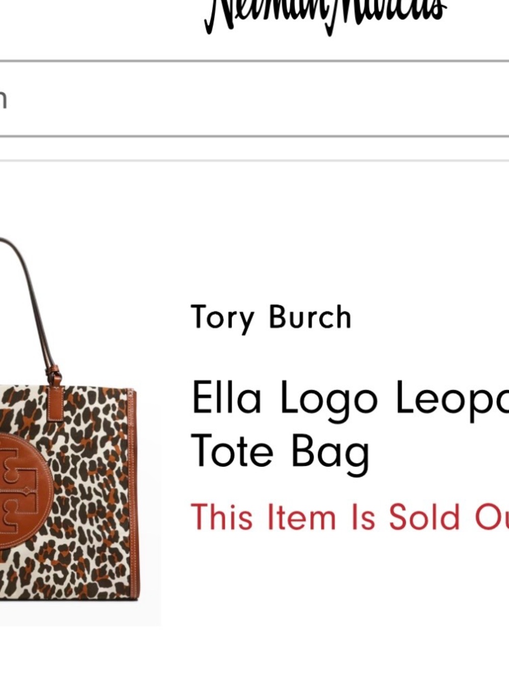 Authentic Tory Burch Ella Leopard Print Leather-Trim canvas Tote - Brown/Cream - Picture 14 of 16